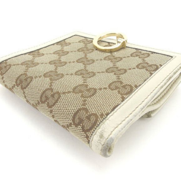 Gucci Wallet Purse Folding wallet G logos Beige Brown Woman Authentic Used Y4104 - Picture 6 of 6